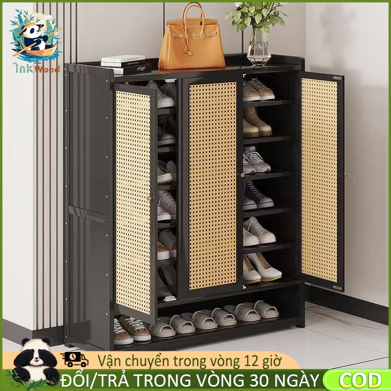 【Dày dặn và nâng cấp】6/7/8 Tủ Giày Gỗ Kệ Giày thoáng khí Tủ Đựng Giày Tre Chống Bụi Nhiều Lớp Đẹp Trong Nhà Dung — ảnh 1