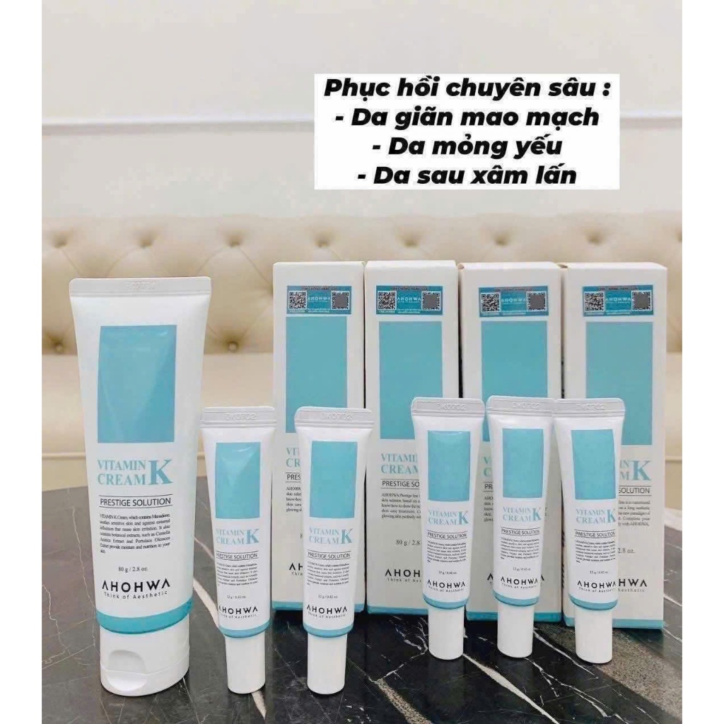 [ĐẠI LÝ CHÍNH HÃNG] Kem Dưỡng Phục Hồi Ahohwa Vitamin K Cream - Phục Hồi Da Mỏng Đỏ, Giãn Mao Mạch, Làm Dịu Da