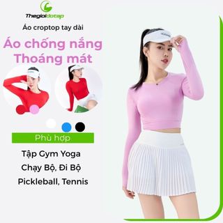 Áo Thể Thao Croptop Tay Dài Nữ ICADO HT104 Áo Tập Gym, yoga Áo Croptop chống Nắng thegioidotap