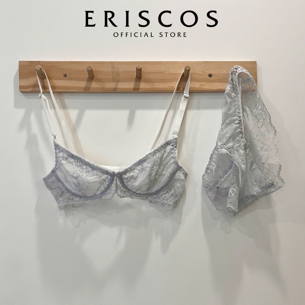 Bộ đồ lót Eriscos áo cup chéo có gọng không mút nâng quả áo nhỏ tạo khe sâu dáng V-Line quyến rũ dáng quần basic