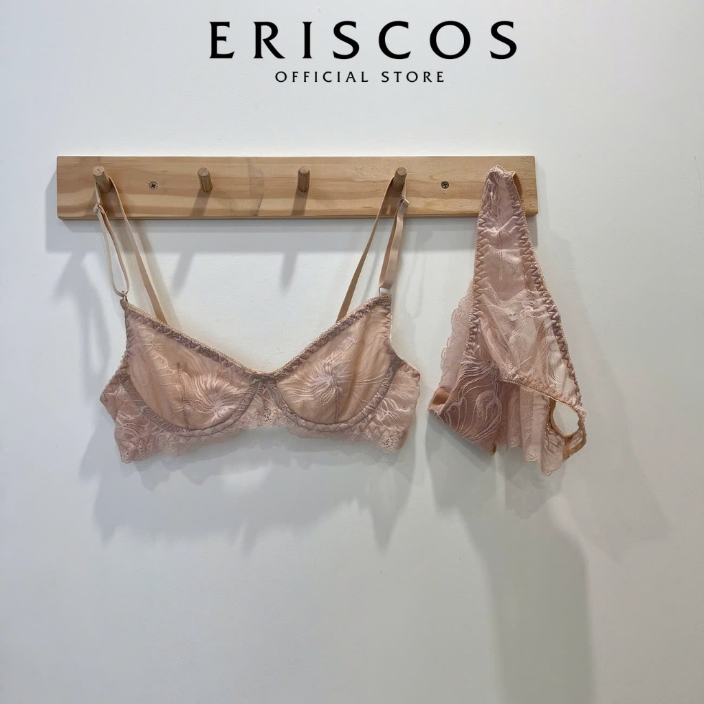 Bộ đồ lót Eriscos áo cup chéo có gọng không mút nâng quả áo nhỏ tạo khe sâu dáng V-Line quyến rũ dáng quần basic