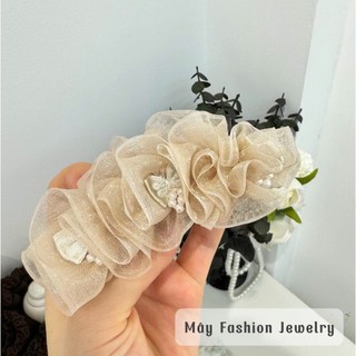 Kẹp dọc, kẹp chuối 10cm thiết kế voan Hàn đính nơ ruybang • Mây Fashion Jewelry - K925.19