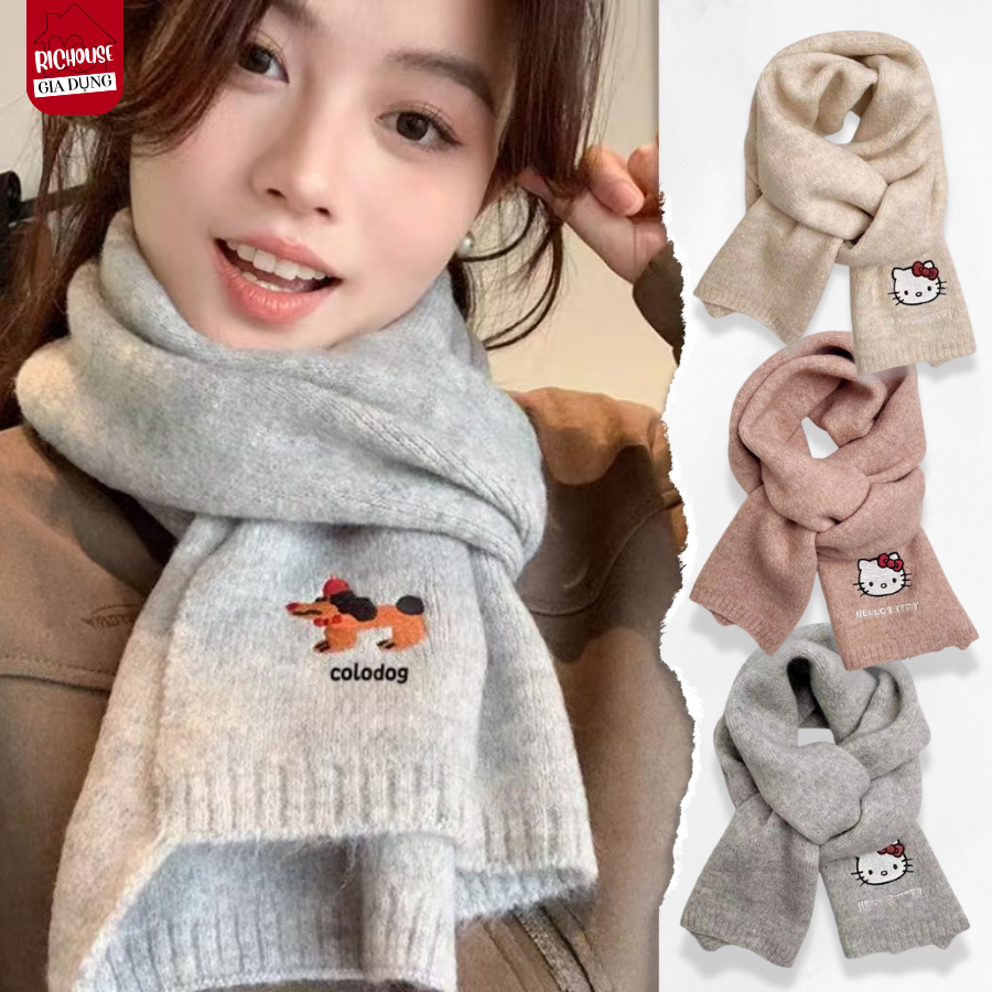 Khăn Len Quàng Cổ Hàn Quốc Lông Cừu Mềm Mịn, Khăn Len Giữ Ấm Mùa Đông