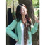 -Áo len xanh mint + kèm khăn nâu chấm bi – size S–2XL