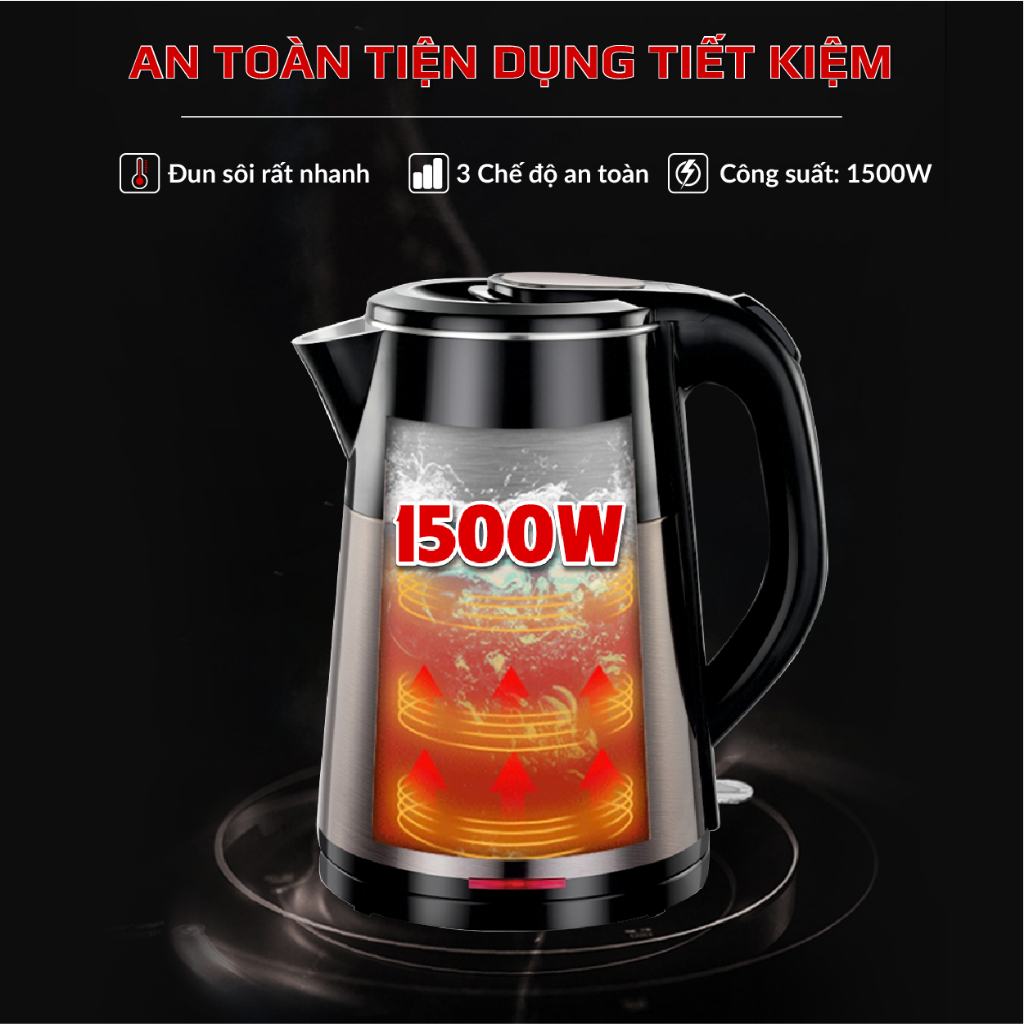 Ấm Đun Nước Siêu Tốc OSAKA KT-1822 Inox 304 – Dung Tích 1.8L, Đun Nóng Nhanh, Thân 3 Lớp Cách Nhiệt