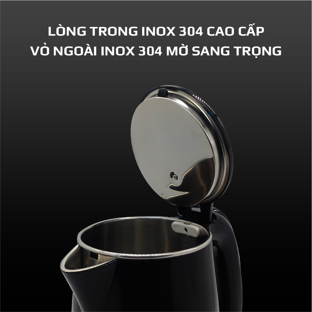 Ấm Đun Nước Siêu Tốc OSAKA KT-1822 Inox 304 – Dung Tích 1.8L, Đun Nóng Nhanh, Thân 3 Lớp Cách Nhiệt