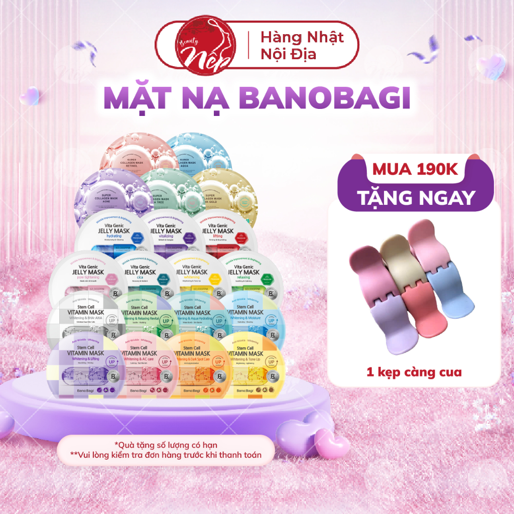 Mặt Nạ BANOBAGI Vita Genic Jelly Mask Vitamin/ Super Collagen/ Stem Cell Vitamin Mask Cấp Ẩm,Chống Lão Hóa Da_Nepbeauty