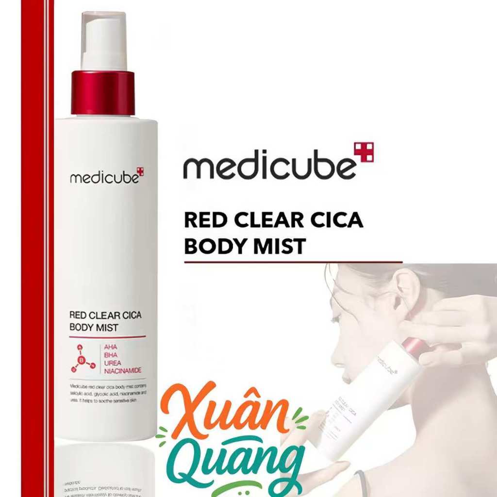 Xịt dưỡng thể cho da mụn medicube Red Clear Cica Body Mist 200ml -giảm vi khuẩn mụn trứng cá và làm dịu mụn trứng cá