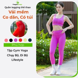 Quần Legging Nữ Tập Gym Yoga HT104 ICADO Quần Legging Yoga Thun Lạnh Co Giãn Ôm Dáng thegioidotap