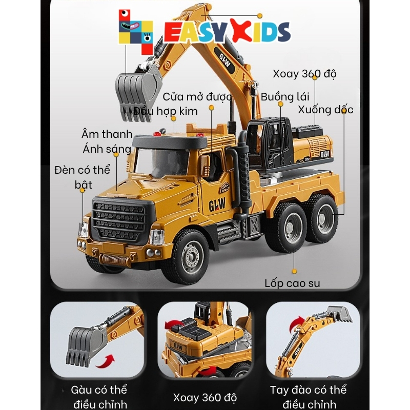 Xe đồ chơi xe tải lớn tỷ lệ 1:46 xe đồ chơi, xe kỹ thuật hợp kim, cần cẩu