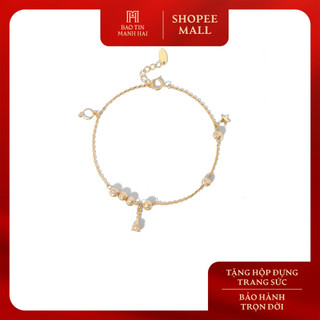 Lắc tay nữ vàng 10K charm tháp rơi mix bi tròn Bảo Tín Mạnh Hải PYLTV10KDH-508015