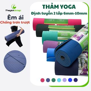Thảm Yoga Tập Gym 2 Lớp Dày 6-10 mm ICADO Thảm Tập Cao Cấp Chống Trơn Trượt thegioidotap