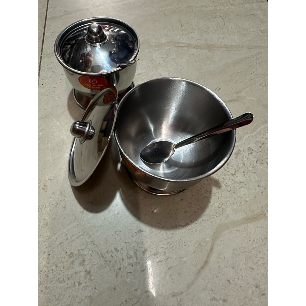 Hũ Đựng Gia Vị , Satế Chất Liệu Làm Bẳng Inox Sáng Bóng Cao Cấp 2 Size Lớn , Nhỏ