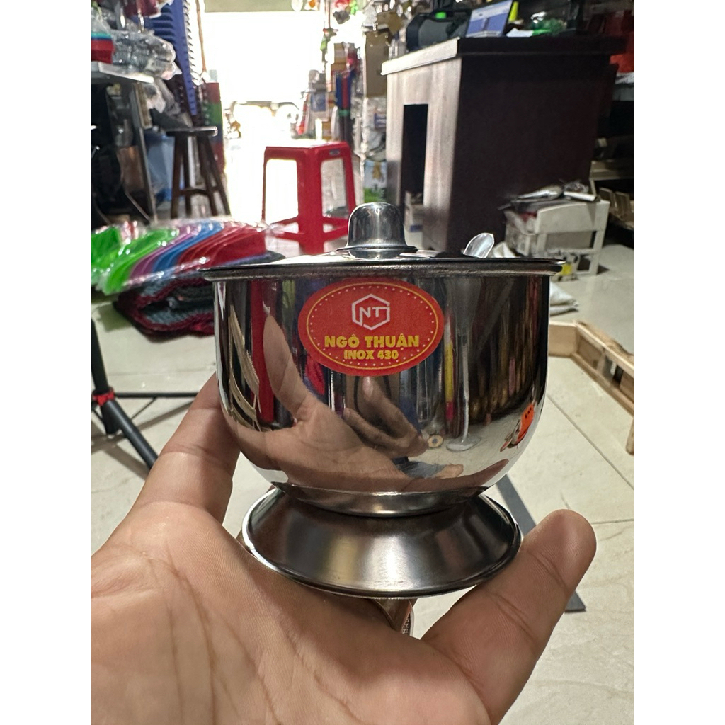 Hũ Đựng Gia Vị , Satế Chất Liệu Làm Bẳng Inox Sáng Bóng Cao Cấp 2 Size Lớn , Nhỏ