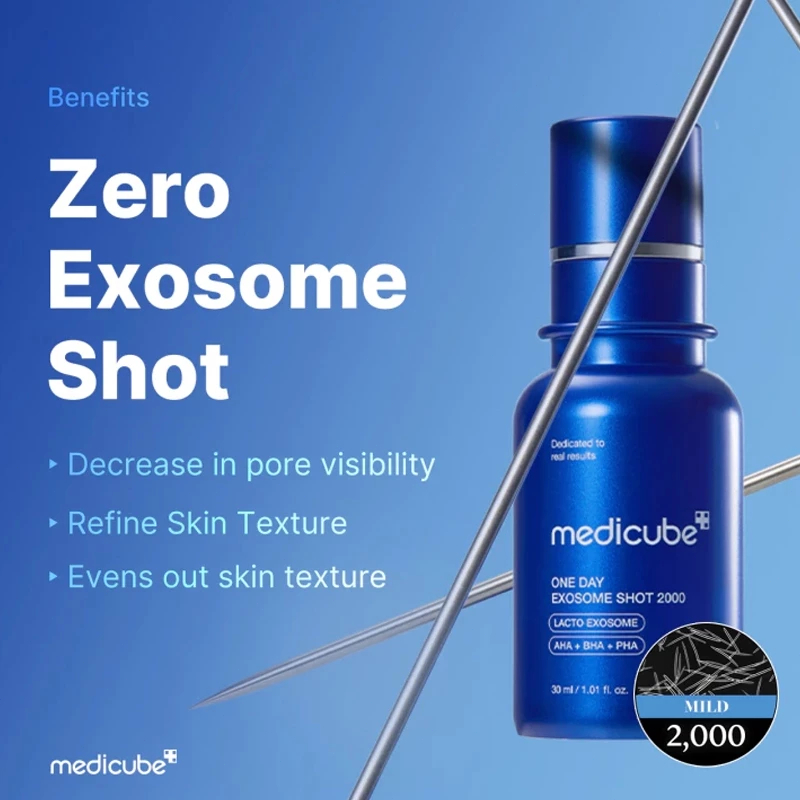 Medicube Zero Exosome Shot Serum 30ml / Zero One Day Exosome Reedle Shot Pore Ampoule 2000, 7500 PPM