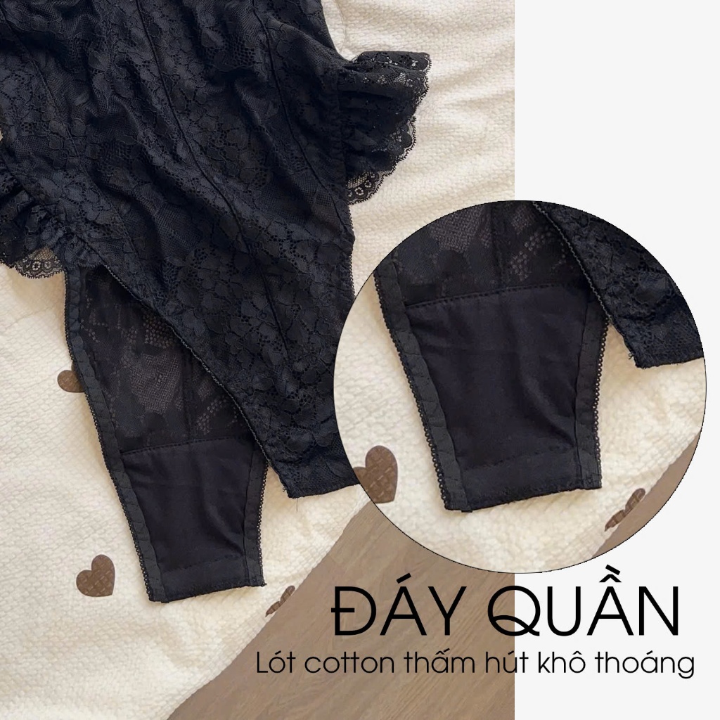 Zoe - Bodysuit 2 lớp thanh lịch dáng quả chéo ôm quả tạo khe tốt mix chân bèo quyến rũ Eriscos
