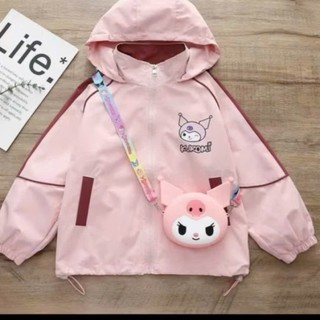 Áo khoác lót lông kuromi cho bé gái,lót lông dày dặn,giữ ấm tốt. áo chống gió,cản nước,size từ 15 đến 40kg.