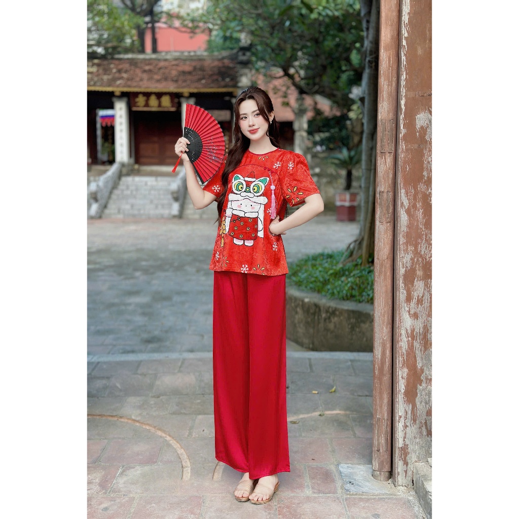 Bộ lam gấm họa tiết chất liệu gấm phối lụa latin thoáng mát không bai nhão thấm hút mồ hôi tốt s1327 3D