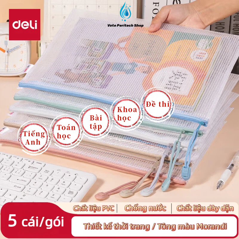 [Deli] Túi Lưới A4/A5 Chống Thấm Nước Túi Đựng Hồ Sơ, Tài Liệu Lớn, Bền Chắc 63483