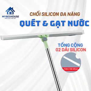 Bán lẻ quét gạt nước sàn nhà vệ sinh kính đa năng tổng cộng 2 dải silicon cán inox có thể thu gọn