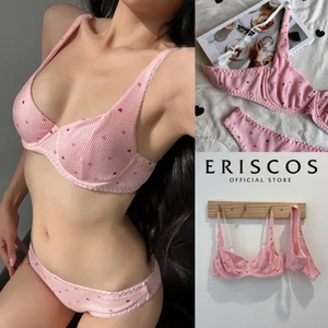 Renata - Bộ cotton hồng trái tim có gọng không mút mix viền cao giúp ôm quả tròn quả tạo khe tự nhiên Eriscos