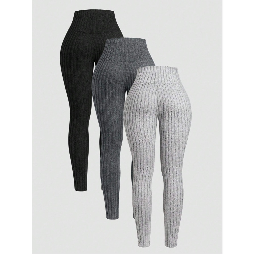 Quần legging vải dệt gân 3 màu trơn dành cho nữ YN178