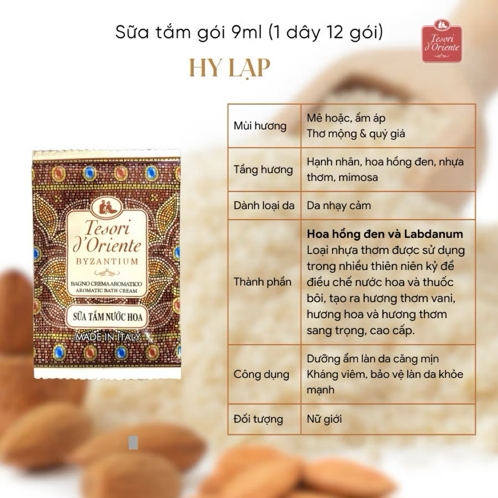 Sữa tắm Tesori dạng gói 9ml bán lẻ gói [hàng chính hãng] hoả tốc