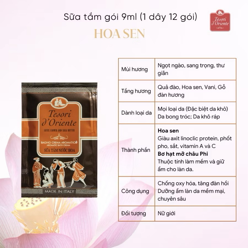 Sữa tắm Tesori dạng gói 9ml bán lẻ gói [hàng chính hãng] hoả tốc