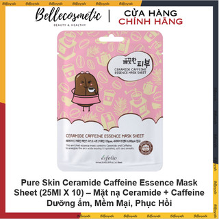 [cty] Pure Skin Ceramide Caffeine Essence Mask Sheet (25Ml X 10) – Mặt nạ Ceramide Caffeine Dưỡng ẩm, Mềm Mại, Phục Hồi