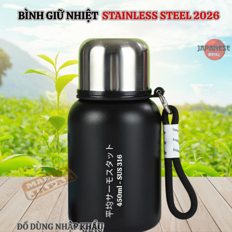 Bình nước siêu giữ nhiệt dung tich 450ml STAINLESS STEEL mẫu mới nhất 2026