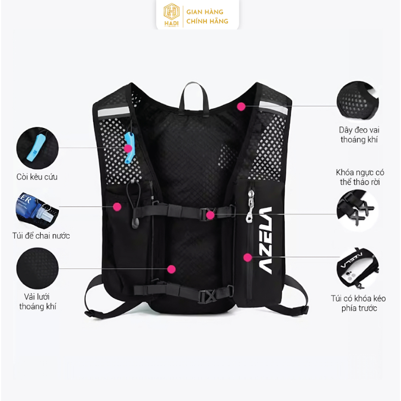 balo leo núi cho nam nữ balo thể thao, vest nước chạy bộ  đạp xe trekking thể tích đựng đồ tới 10L B75
