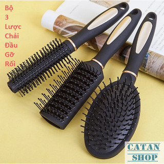 Bộ 3 Lược Chải Gỡ Rối Tạo Kiểu Salon Gồm Lược Thẳng, Lược Tròn, Lược Oval Chuyên Dụng Chống Rụng Tóc