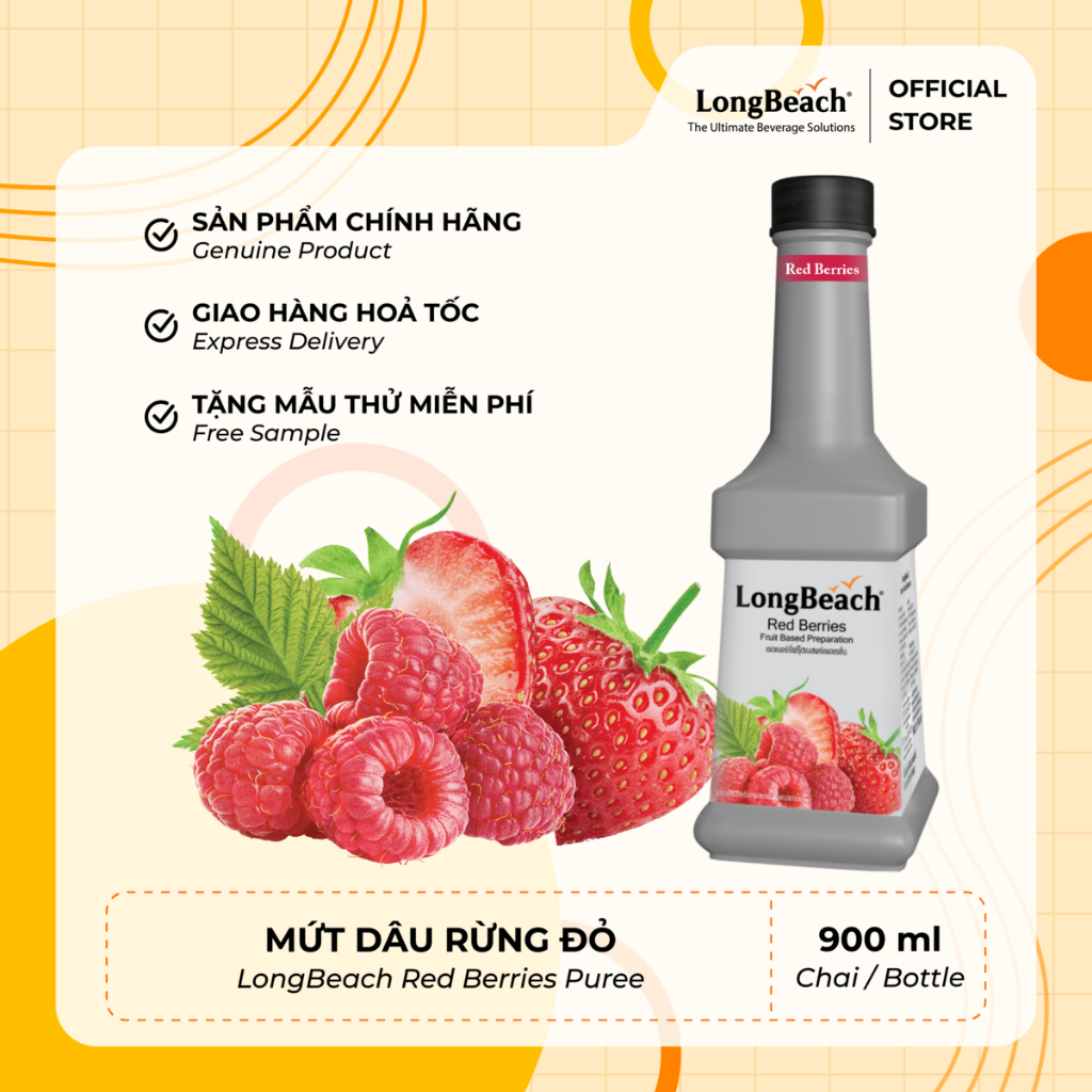 Mứt Dâu Rừng Đỏ (Mứt Pha Chế) - LongBeach Red Berries Puree 900 ml