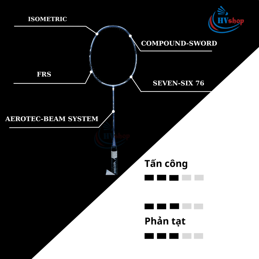 Vợt cầu lông Victor Auraspeed 3200 chính hãng, tặng 03 món quà, bảo hành 03 tháng - HVShop