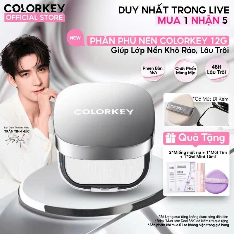 Phấn Nén COLORKEY 48H Cho Lớp Nền Khô Ráo KIỀM DẦU 12g | NHÍM HOUSE