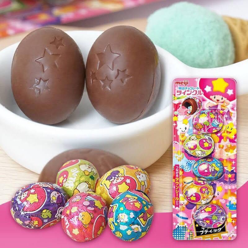 [Vỉ 5 viên] Kẹo Socola Meiji Twinkle Nhật Bản – Socola Viên Bọc Hình Ngôi Sao Dễ Thương