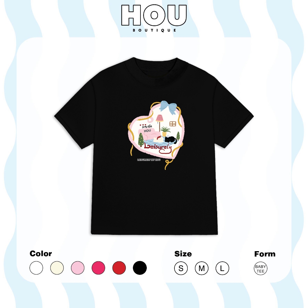 [Hàng Mới] Áo Thun Nữ Babytee Dáng Vừa, Thun Cotton 2 Chiều, Cổ Tròn HOU boutique Mẫu LEISURELY HOU ( AT 92 )