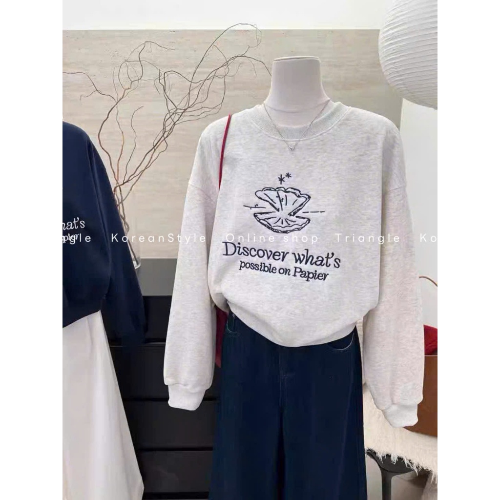 TRIANGLE - Cutie Sweater (Cân nhắc kỹ, return is not welcomed)- Áo nỉ in hình Hàn Quốc chần bông phong cách Hàn Quốc