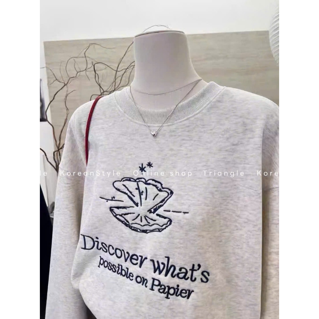 TRIANGLE - Cutie Sweater (Cân nhắc kỹ, return is not welcomed)- Áo nỉ in hình Hàn Quốc chần bông phong cách Hàn Quốc
