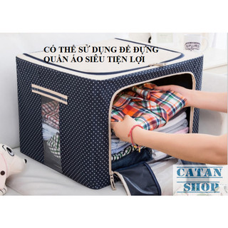 Hộp Đựng Quần Áo Chăn Màn Khung Thép, túi chăn màn khung thép Cao Cấp Loại To Tiện Lợi 66 Lit (giao màu ngẫu nhiên)