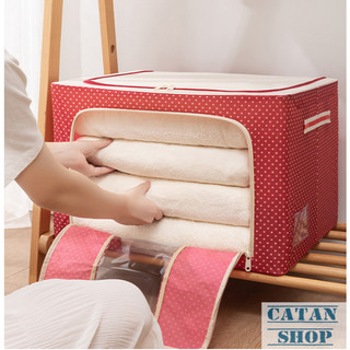 Hộp Đựng Quần Áo Chăn Màn Khung Thép, túi chăn màn khung thép Cao Cấp Loại To Tiện Lợi 66 Lit (giao màu ngẫu nhiên)
