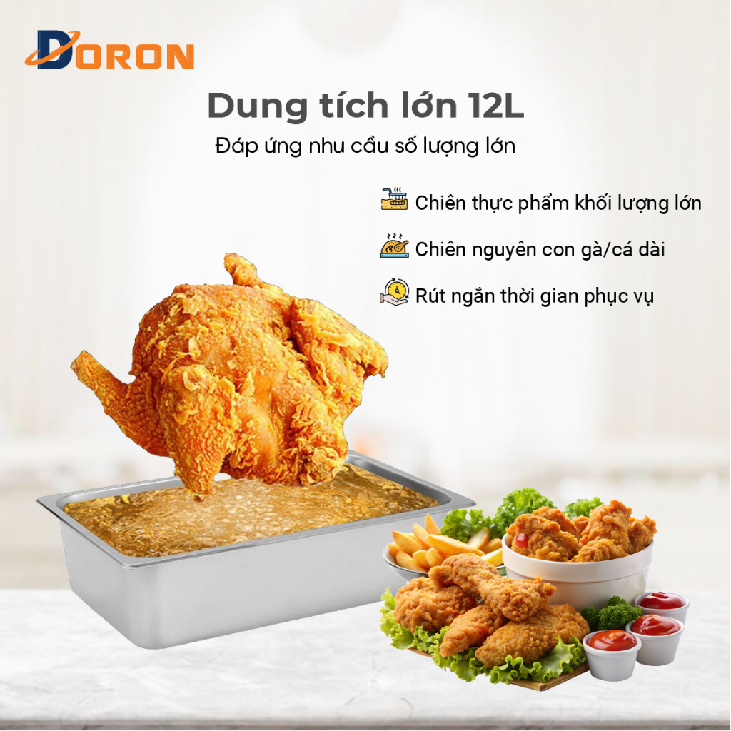 Bếp chiên nhúng 12L DORON 3000W nhiệt độ cao, sôi cực nhanh