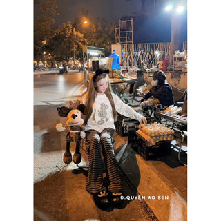 SET ÁO DÀI TAY MICKEY MIX QUẦN ỐNG XUÔNG KẺ HOT