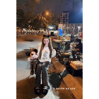 SET ÁO DÀI TAY MICKEY MIX QUẦN ỐNG XUÔNG KẺ HOT