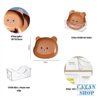 Set 8 Đĩa nhựa hình Gấu đựng thức ăn vặt tiện lợi, dĩa nhựa trang trí decor bàn ăn có khay đựng