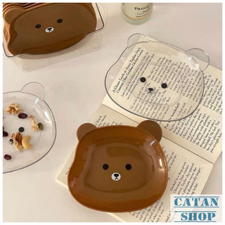 Set 8 Đĩa nhựa hình Gấu đựng thức ăn vặt tiện lợi, dĩa nhựa trang trí decor bàn ăn có khay đựng