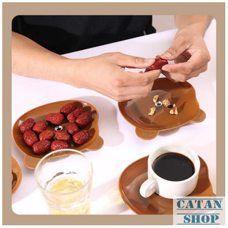 Set 8 Đĩa nhựa hình Gấu đựng thức ăn vặt tiện lợi, dĩa nhựa trang trí decor bàn ăn có khay đựng