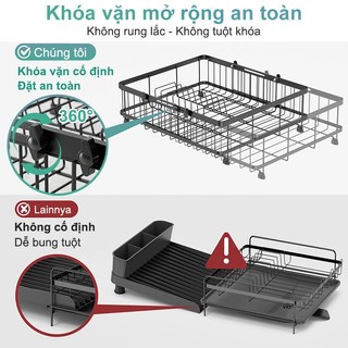 Gslife Kệ Để Bát Đĩa Một Tầng Co Giãn - Có Lót Hút Nước Chống Tràn, Tiết Kiệm Không Gian