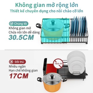 Gslife Kệ Để Bát Đĩa Một Tầng Co Giãn - Có Lót Hút Nước Chống Tràn, Tiết Kiệm Không Gian