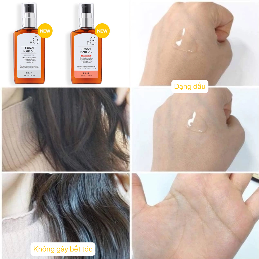 Dầu Dưỡng Tóc Argan Raip R3 GrapeFruit 100ML Hương Bưởi Phục Hồi Hư Tổn Cho Tóc Hay Đi Ngoài Đường